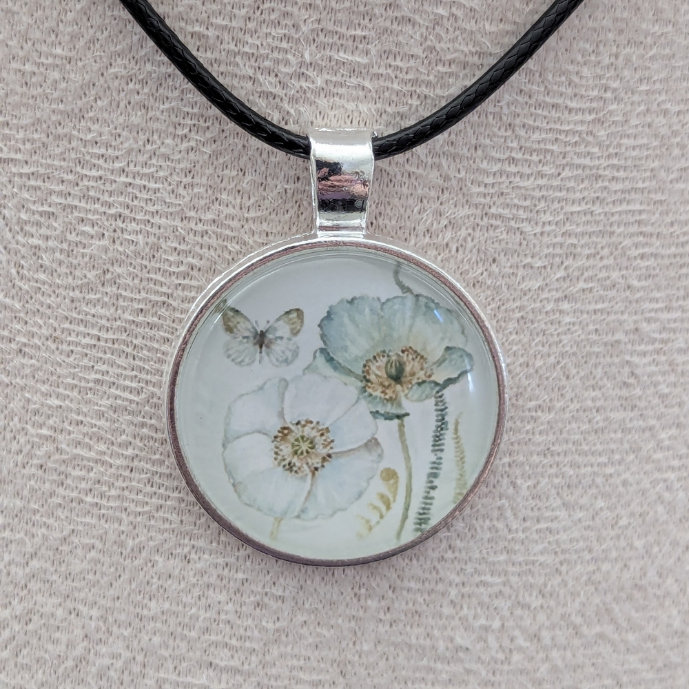 Floral Pendant Necklace with Silver Accents